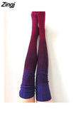 Fall Winter Warm Knitted Thick Women Stockings Gradient Color Loose Causal Knee Length Stockings 3 Colors