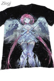 Anime Tshirts Loose Black Harajuku Punk Style O Neck Camisetas Summer Women Y2k Short Sleeve Tees High Street