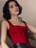 Square Collar Tunic Camisole Women Sexy Solid Sleeveless Bodycon Female Crop Top Slim Spring Backless Satin Tank