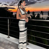Striped Bikini Knitted Vest Sling Suit Beach Bohemian Style Long