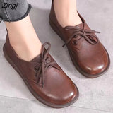 Women Oxfords Spring/Autumn Flat Shoes for Women Artificial Leather Casual Flats Ladies Lace Up Solid Chaussure