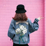Autumn Embroidery Flower Cowboy Loose Coat Female Denim Jeans Jacket Women Chaqueta Mujer Streetwear Boyfriend Large