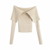 Sex Women Sweater 2020 Fashion With Off Shoulders Fitted Knitted Sweater Vintage Slim Long Sleeve Female Pullovers Chic