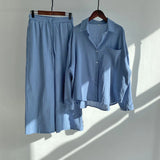 Piece Women's 2022 Cotton Linen Set Retro Oversized Shirt High Waist Wide Leg Pants Set Women Women's Sweatshirt Set