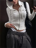 cropped knit top with hood and