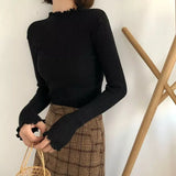 Spring Winter Fashion Slim Sweater Women Turtleneck Ruched Women Sweater High Elastic Solid Sexy Knitted Pullovers