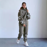 Women's Loose Leisure Back Print Thicken With Long-Sleeved Jacket Suit