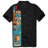 Rockabilly Shirt Men Retro Vintage Western Cowboy Short Sleeve Hawaiian Punk Rave Uniforms Rolling Rock Tops