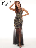 backless sequin maxi summer dress women 2022 see through bodycon mesh birthday party dress evening prom dresses