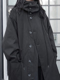 Spring Autumn Long Oversized Black Trench Coat with Hood Dark Academia Aesthetic Luxury Designer Clothes for Women
