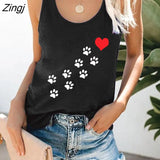 Funny Dog Paw Printed Tank Top Women Oversized Summer Loose Vest for Woman Top Clothes Sleeveless Tank Top Femme