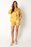 Zingj Early Autumn Casual Senior Fruit Print Shorts Cardigan