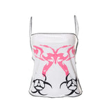 Pastel Gothic Aesthetics Butterfly Print Slip Tops Y2K Grunge Punk Backless Sewing White Crop Top Women Cute Camis