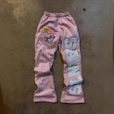 Popular SAINTS Series Printed Young Casual Broad Leg Trousers