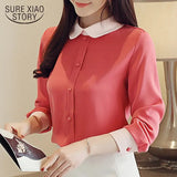 Mujer De Moda 2023 Chiffon Women Tops and Blouses Long Sleeve Blouse Button Turn-down Collar Plus Size Shirts 1987