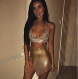 Metal body chain slip Summer Dress Women Bling diamond Beach bodycon dress Sequin Night club Party ladies dresses
