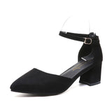 Pumps for Women Buckle Ankle Strap Red Bottom Heels Woman Leather Party Office Dress Shoes Plus