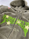 Fall Winter Women Zipper Design Drawstring Tie Up Letter Pattern Sweatshirts Baggy Long Sleeve Classic Hip-hop Hoodies