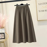 Solid Long Skirts Women College Friends Simple Korean Minimalist Basic Cozy All-Match Tender Feminino High Waist