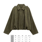 Women's 2025 New Bat Sleeve Loose-Fitting Velvet Bomber Jacket
