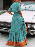 Summer Maxi Boho Dress Women Tassel Bohemian Long Party Dress Ladies Viscose Floral Print Beach Dress For