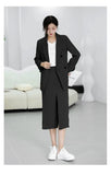 and Autumn Solid Color Skirt Suit Female Long-sleeved Double-breasted Blazer & High Waist Open Pencil Skirt Female