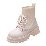 autumn and winter women's boots fried street short boots thick bottom elastic flying knitted socks boots skinny