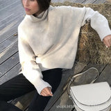 Selling Solid Women's Knitting Knitting Jacket High-Collar Sweater Loose