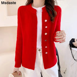 Cardigan Sweater Top Red White Knitted Sweater Coat Autumn Winter Good Quality Female Tops Cardigans Sweaters