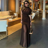 Sexy Deep V Collar Fold Design Sense High Open Skirt Dress