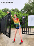 Rainbow Knitted Short Two Piece Sets Womens Outifits Summer 2022 High Fashion Top And Short Matching Set