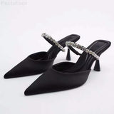 ZARZ Summer Sandals Women 2022 Luxury Brand New Cross Leather Fashion Square Toe High Heel Muller Sandals Slippers Woman