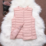 90% Ultra Light White Duck Down Women Vest Thin Coat Women Duck Down Sleeveless Jacket V Collar Or O Collar