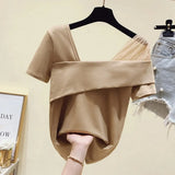 Women Summer Sets Mesh Patchwork Slash Neck Tops + Asymmetric Skirt 2 Piece Sets Female Party Suits Elegant Casual Two Piece