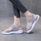 Women Shoes 2022 Summer Platform Elastic Band Casual Sandals Woman Open Toe Beach Sandals Socofy Sports Sandals Sandalias