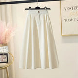 Solid Long Skirts Women College Friends Simple Korean Minimalist Basic Cozy All-Match Tender Feminino High Waist