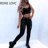 Women Casual Elegant PU Leather Patchwork Zipper High Waist Spring&Autumn Pencil