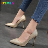 heels female 2021 autumn new sexy sequined rhinestone gold silver wedding shoes stiletto pointed