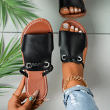 2025 Summer New Slippers Women Solid Color Weaving Simple Daily Beach