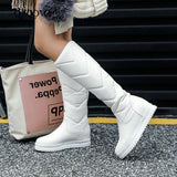 Warm Plush Knee High Boots Women Comfy Flat Heel Snow Boots Slip On Platform Woman Long Boots Shoes Black Pink White