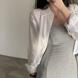 Solid Color Back Tie Cropped BlouseOutfit