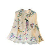 New Chinese-Style Round-Collar Embroidered Shirt Women's New Fashionable National Style Leisure In The Summer Of