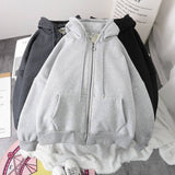Oversized Hoodie Zipper Woman Clothes Winter Plus Velvet Loose All-match Coat Casual Women's Sweatshirt Couple