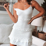Women Polka Dot Cut Out Mini Dress Elegant Fashion Chic