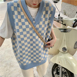 Women's Knitted Vest Oversize Sweater Korean fashion V-Neck Pullover Sleeveless Women's