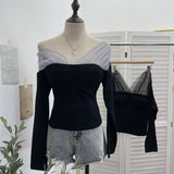 Shooting Irregular Zipper Collar Short Small Coat With Long Sleeves And Bottom Shirt