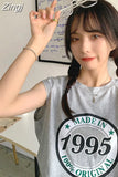 Women Tops Tshirts Sleeveless Summer American Vest Vintage Tees Loose Mid Length Letter O Neck Camisetas Ins High Street Hip