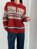 Half Zip Christmas Knit Pullover- Outfit