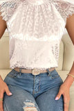 Sexy Lace Blouses Summer Solid Pink Shirts 2023 Elegant Stand Collar Top Lady Loose Shirt Womens Blusas Mujer