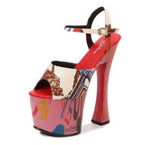 Summer Walking Show Artifact Model High-heeled Shoes Sandals Pole Dancing 17CM Sexy Black Platform Hate Sky High-heeled